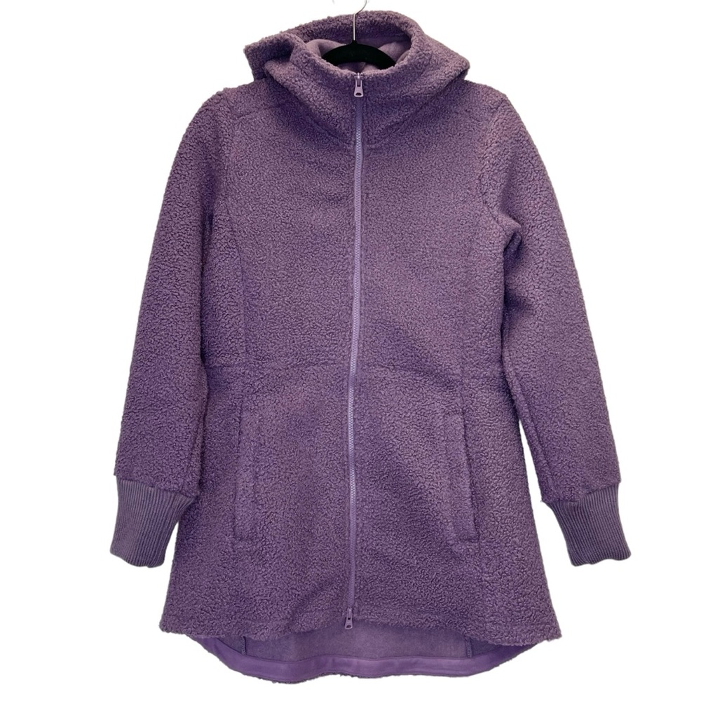 Lands’ End Purple Hooded Full Zip Fleece Jacket Women’s Small Outdoor Layering